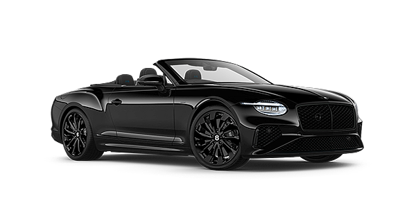 Bentley Oslo Bentley Continental GTC Black Edition convertible front three quarters in Onyx black paint
